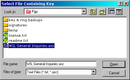 Importing a public key